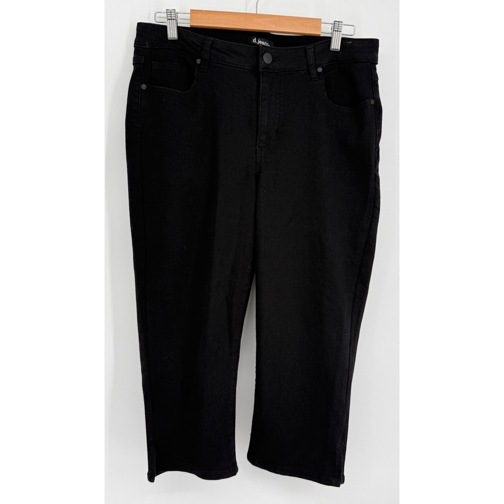 d. jeans Womens Black Denim Capri Cropped Pants Stretch 5-Pocket Slim Fit Sz 14W